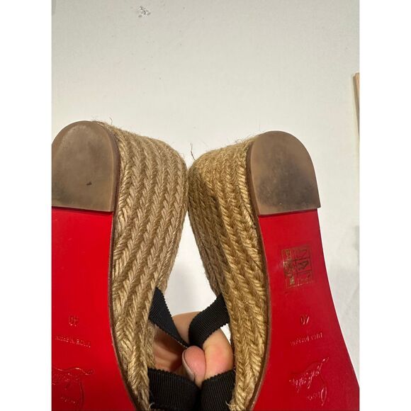 Christian LOUBOUTIN Black Cloth Espadrilles Wedges, Size 40 (10 US) - Picture 9 of 12